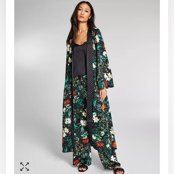NWT Jeannie Mai X INC Foral Printed Open Front Duster Kimono Robe SZ XXS-Small - Picture 1 of 7